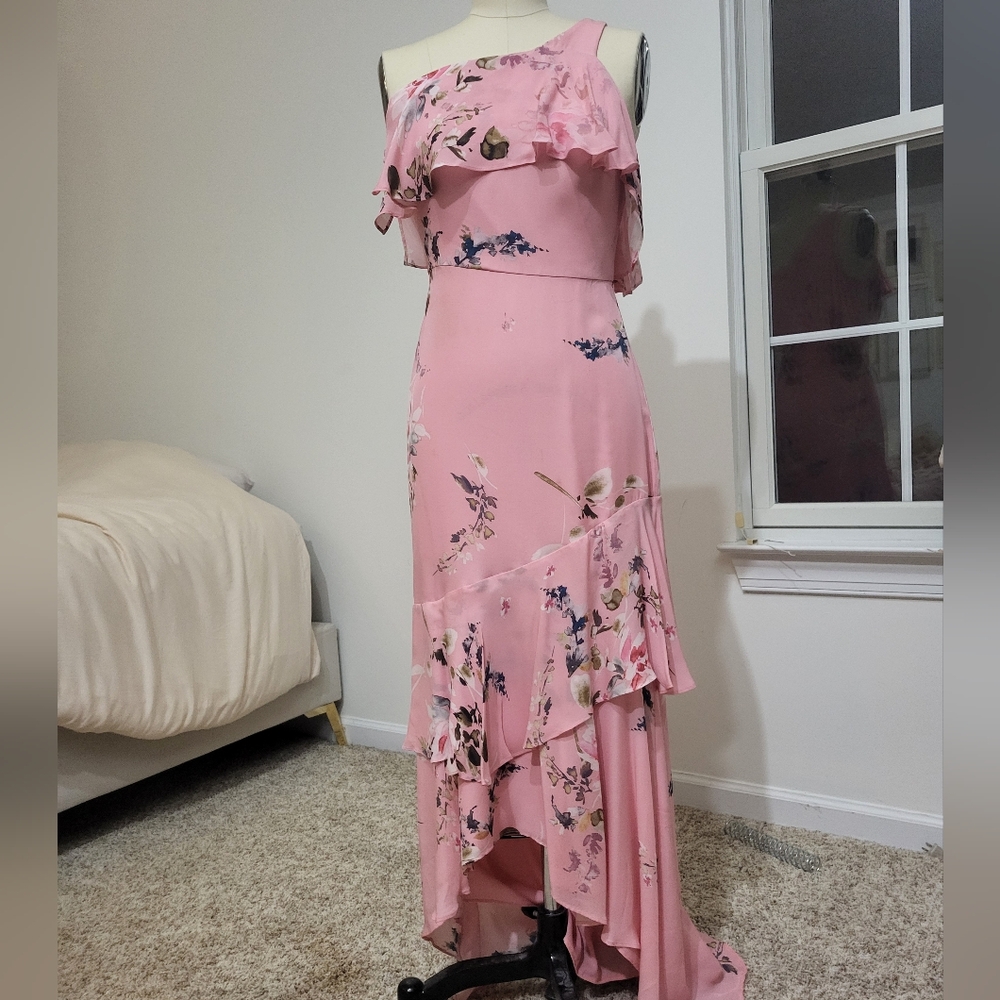 Parker Pink Floral One Shoulder Dress